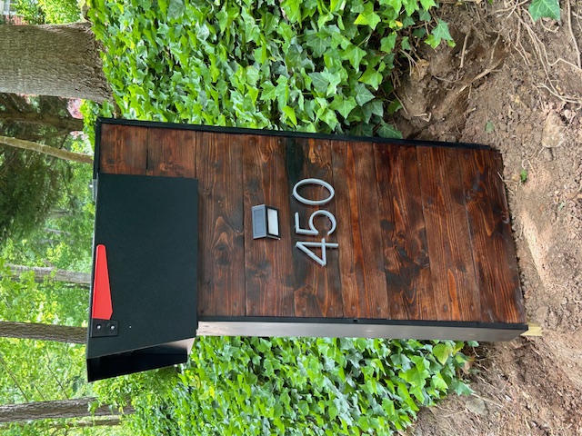 Golden oak custom mailbox