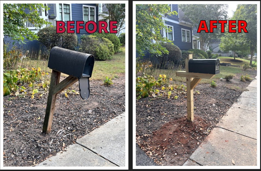 Mailbox before and after